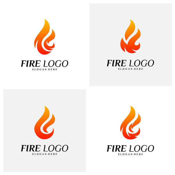 火のロゴデザインコンセプトのセット。フレイムロゴテンプレートベクトル。アイコンシンボル - ベクター画像