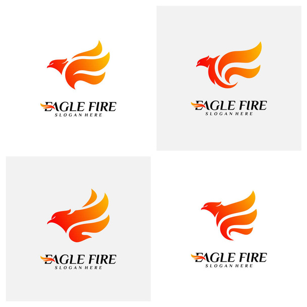 フェニックス火災鳥のロゴデザインコンセプトのセット。鳩イーグルロゴテンプレートベクトル。アイコンシンボル - ベクター画像