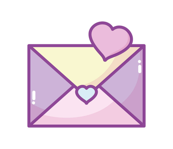 happy valentines day, envelope message love heart - Vetor, Imagem