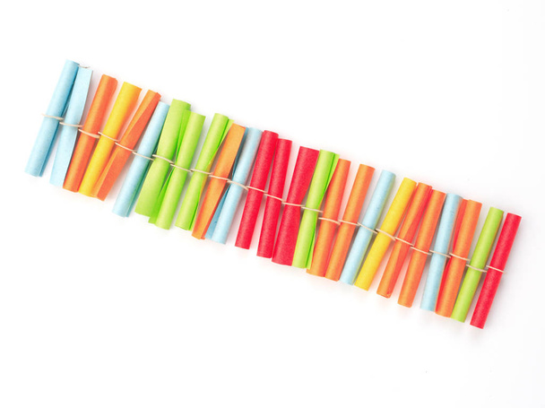 colorful plastic sticks isolated on white background - Fotografie, Obrázek