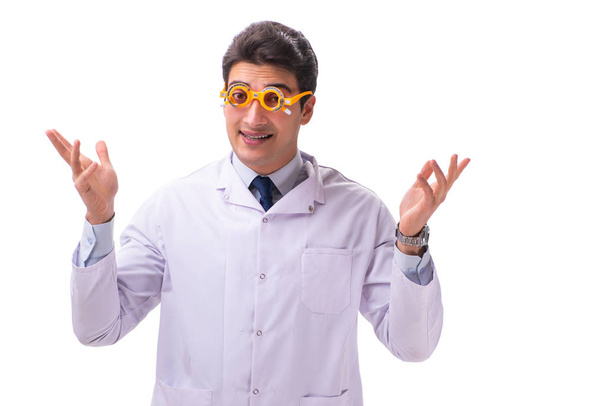 junge männliche Arzt Augenarzt isoliert auf weiß - Foto, Bild
