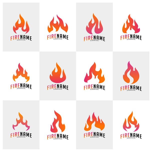 Conjunto de chamas de fogo Logo Vector. Ícones de vetor de inspiração de design de logotipo
 - Vetor, Imagem