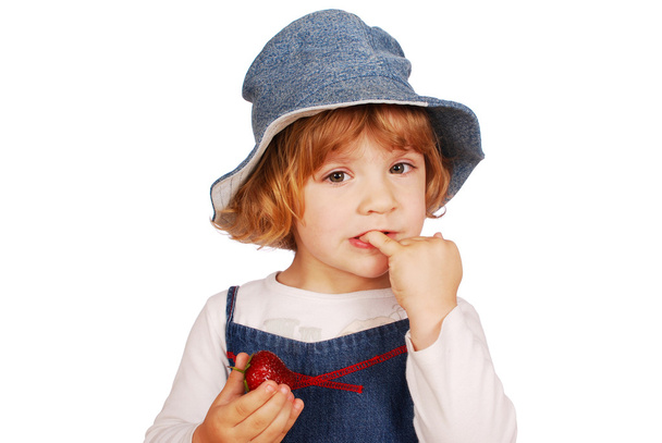 Little girl with strawberry - Photo, Image