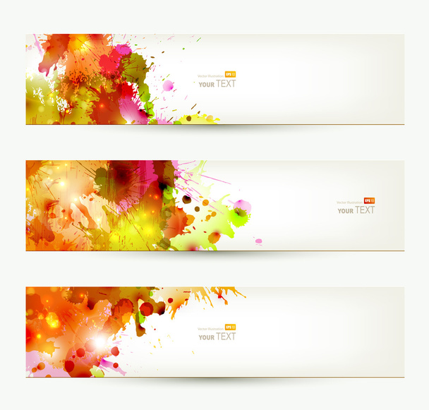 Set of three headers. Abstract artistic Backgrounds of autumn colors - Vektor, kép