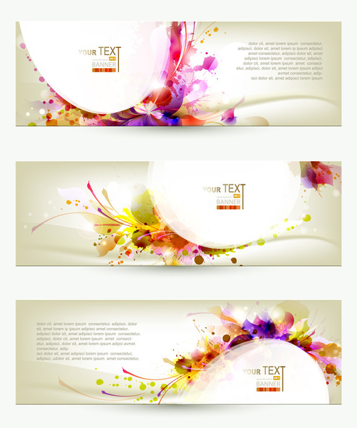Set of three headers. Abstract artistic Backgrounds - Vektor, Bild