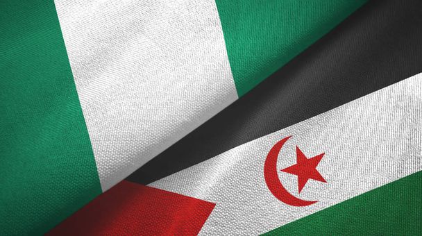 Nigeria und Westsahara zwei Flaggen Textilstoff, Textur - Foto, Bild