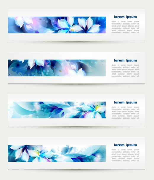 Set of four headers. Abstract blue artistic Backgrounds - ベクター画像