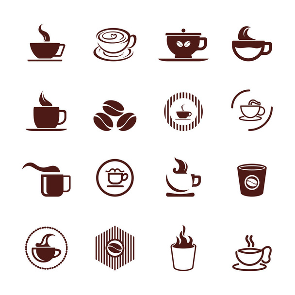 Set de Plantilla de Vector de Concepto de Logo de Icono de Café. Taza con conceptos de logotipo de vidrio de café. Vector de ilustración
 - Vector, Imagen