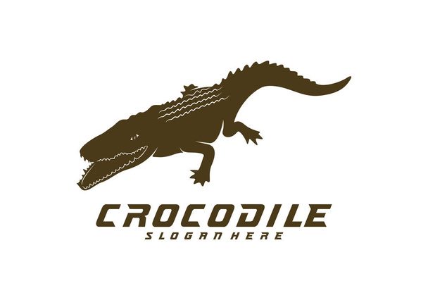 Krokodyl Logo Vector. Ilustracja emblematu aligatora - Wektor, obraz