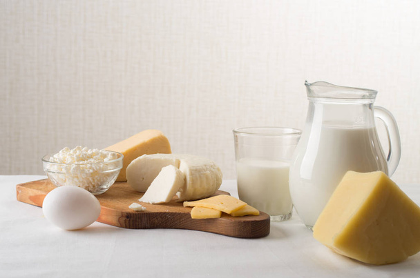 Dairy products on kitchen table - Zdjęcie, obraz
