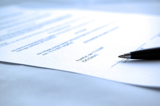 close up of a contract document with pen - Photo, Image