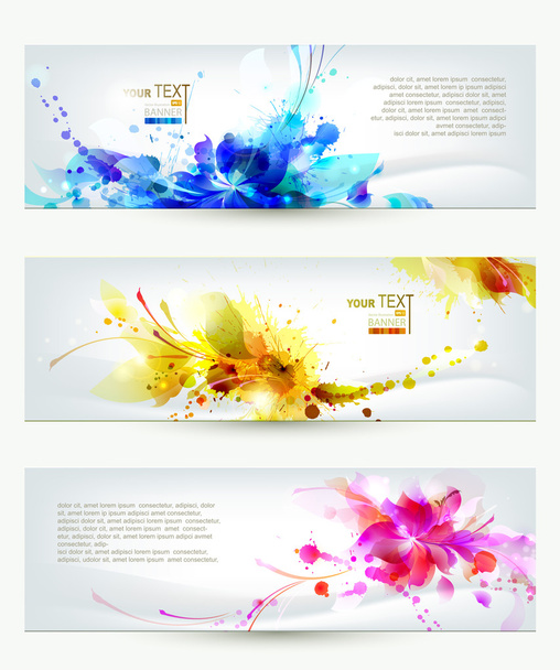 Set of three headers. Abstract artistic Backgrounds - Vektor, kép