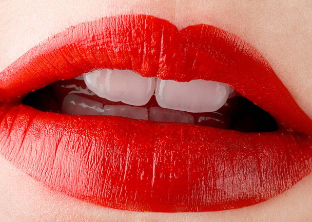 red lips with lipstick - Zdjęcie, obraz