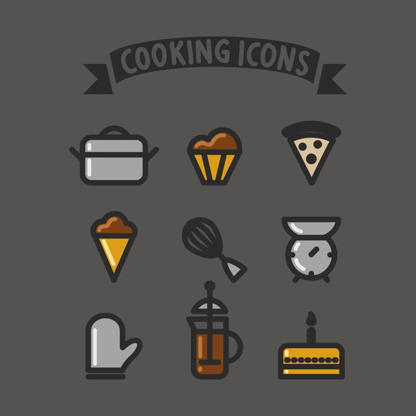 Cooking set icons - Vetor, Imagem