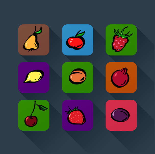 Iconos para teléfonos inteligentes frutas frescas
 - Vector, imagen