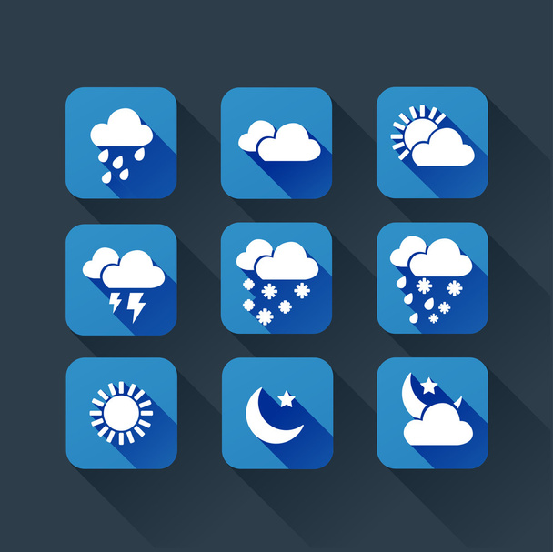 platte weerpictogrammen app - Vector, afbeelding