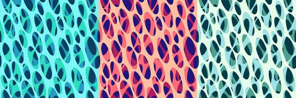 Conjunto de patrones gráficos modernos abstractos sin costura. Macroestructura biológica en paletas de colores de moda. Plantillas para papel pintado, productos de impresión, interiores, diseño web. Vector
 - Vector, imagen