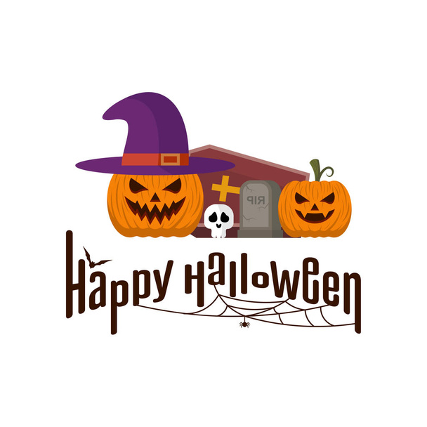 Pumpkin for Halloween Design Vector isolated. Happy Halloween Template Illustration - Вектор,изображение