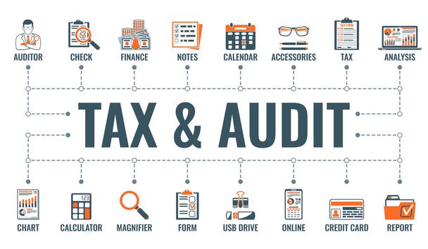 Nápis - audit, daně, účetnictví - Vektor, obrázek