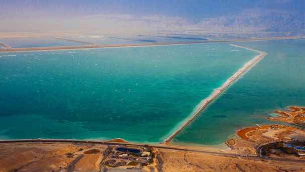 The dead sea view from the desert near Ein Bokek, Israel - Zdjęcie, obraz