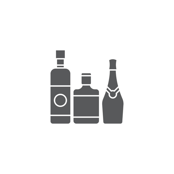 Alkohol Getränkeflaschen Vektor Symbol Symbol isoliert auf weißem Hintergrund - Vektor, Bild