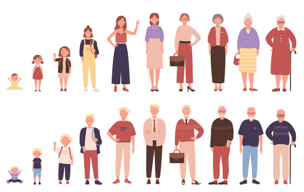 Woman and man in different ages vector illustration - Vector, Image