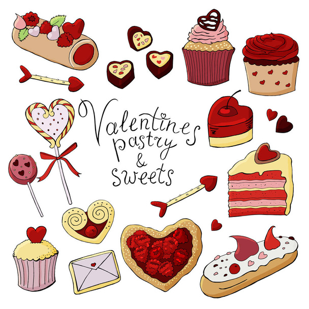 Dulces de San Valentín y etiquetas de colores de pastelería y plantillas de tarjetas. Eps 10
 - Vector, Imagen