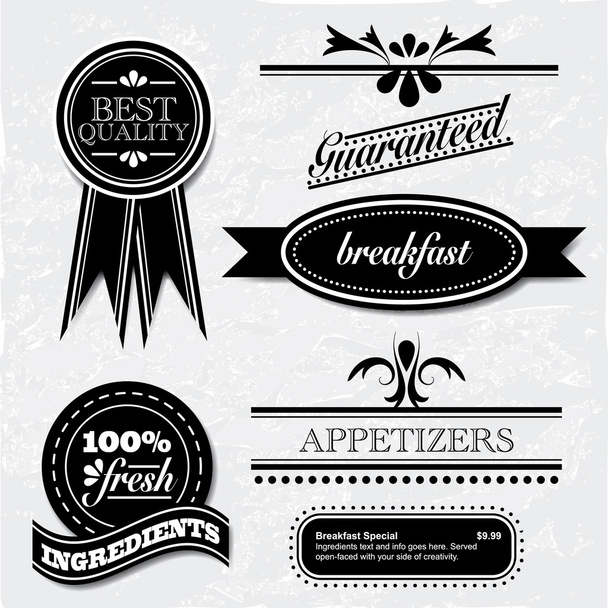 Vintage restaurant and food badges and headers - Vector, Image