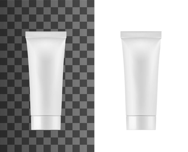 チューブパッケージ、ホワイトプラスチック化粧品クリーム - ベクター画像