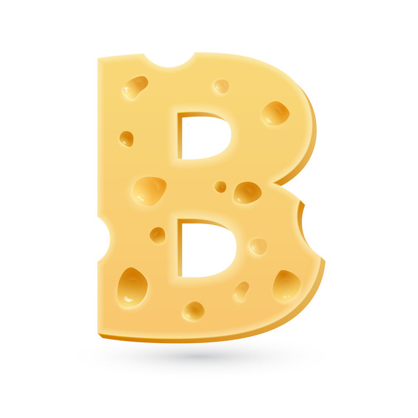 B cheese letter. Symbol isolated on white. - Vektori, kuva