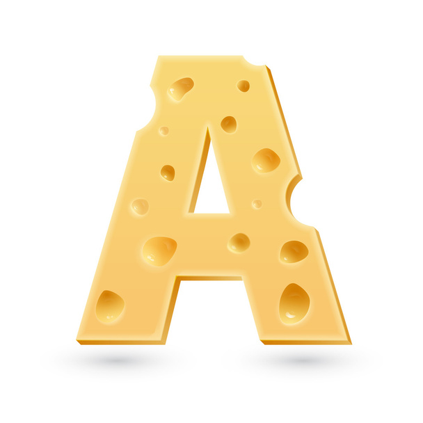 A cheese letter. Symbol isolated on white. - Vektori, kuva