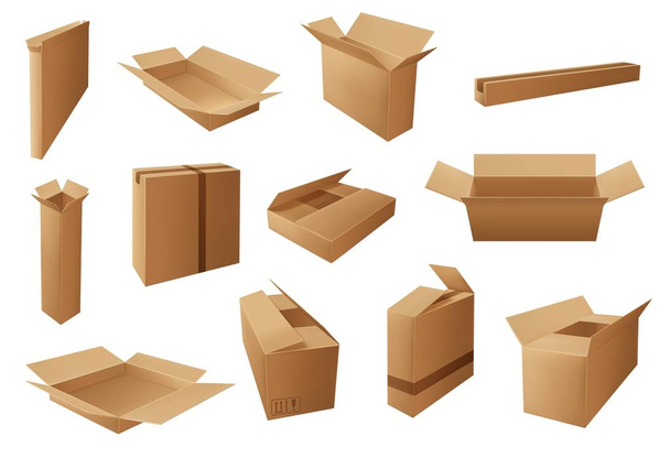 Delivery packages, boxes, parcels and packs - Vector, Image