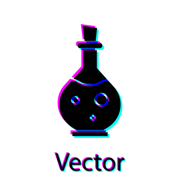 Garrafa de vidro preto com ícone de elixir mágico isolado no fundo branco. Activo do jogo de computador. Ilustração vetorial
 - Vetor, Imagem