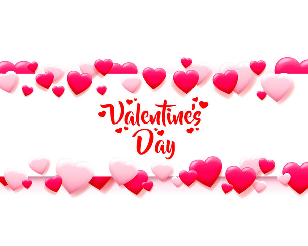 Happy Valentines Day greeting postcard. A pink heart made of small hearts. - Vector, Image