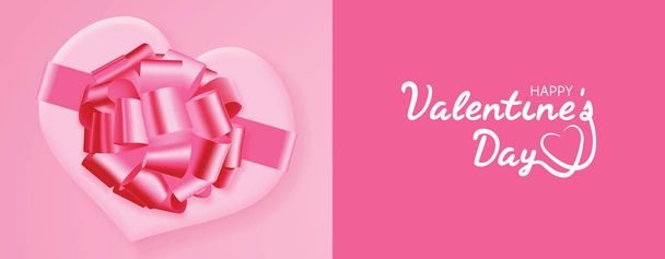 happy valentines day pink greeting card with text and gift - Vecteur, image