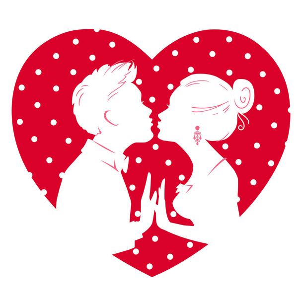Tarjeta de San Valentín. Hombre y mujer beso
 - Vector, Imagen
