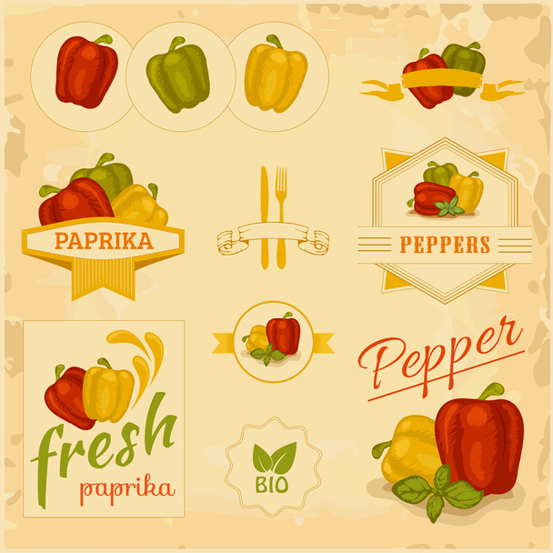 paprika, pepper, vegetables, - Vector, Image
