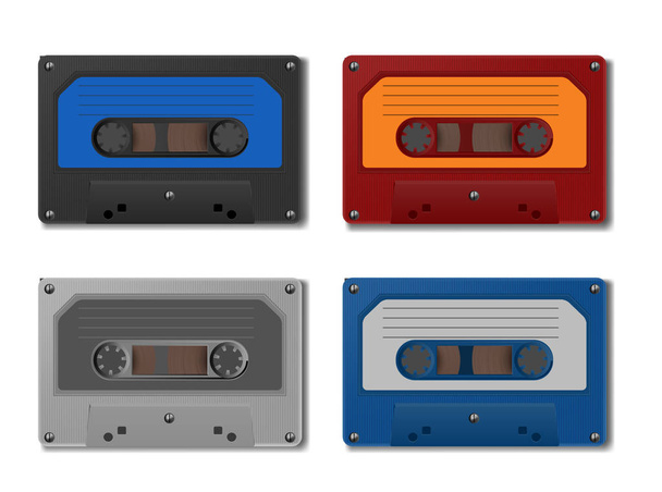 Set of vector retro audio cassettes. - Vector, Image