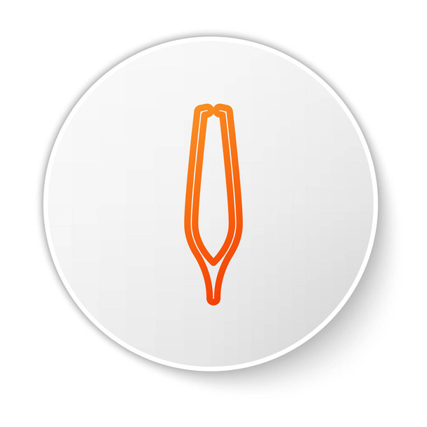 Оранжевая линия бровей пинцет значок изолирован на белом фоне. Косметический пинцет для вросших волос. Кнопка белого круга. Векторная миграция
 - Вектор,изображение