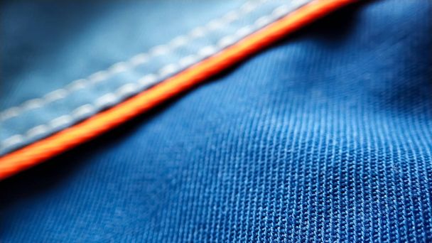 Kék munka egyenruha egy narancssárga csík makró - Fotó, kép