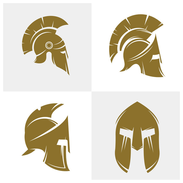 Conjunto de Spartan Logo Design Vector Template, Spartan Helmet Logo Concept, Emblema, Concept Design, Símbolo creativo, Icono
 - Vector, imagen