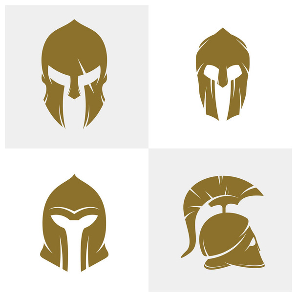 Комплект векторного шаблона логотипа Спартанского логотипа, концепция логотипа Спартанского шлема, герб, концепт-дизайн, творческий символ, икона
 - Вектор,изображение