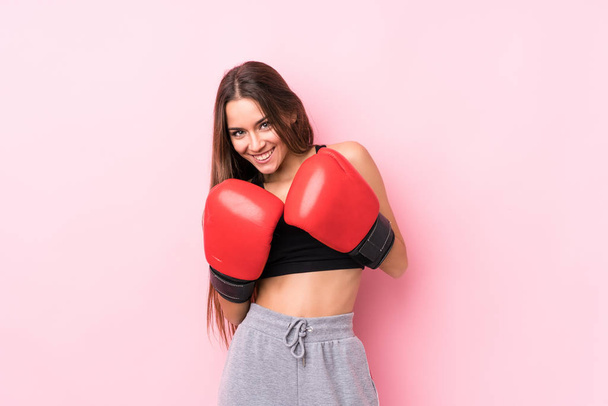 Fiatal kaukázusi sportos nő box - Fotó, kép