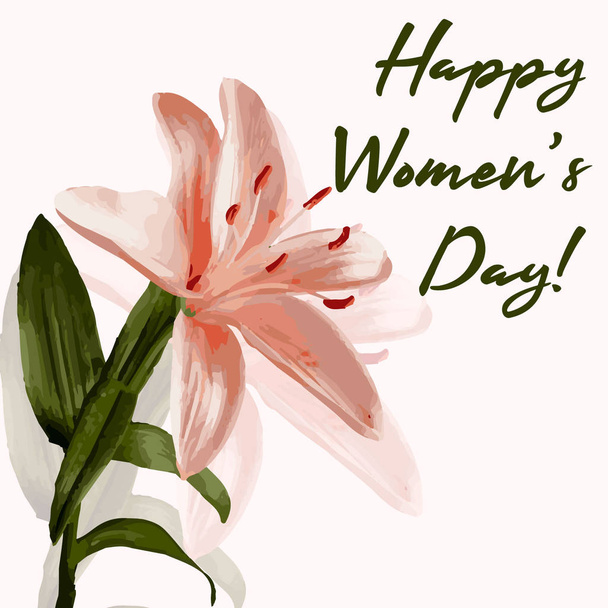 Happy Womens Day flowers greeting card - Διάνυσμα, εικόνα