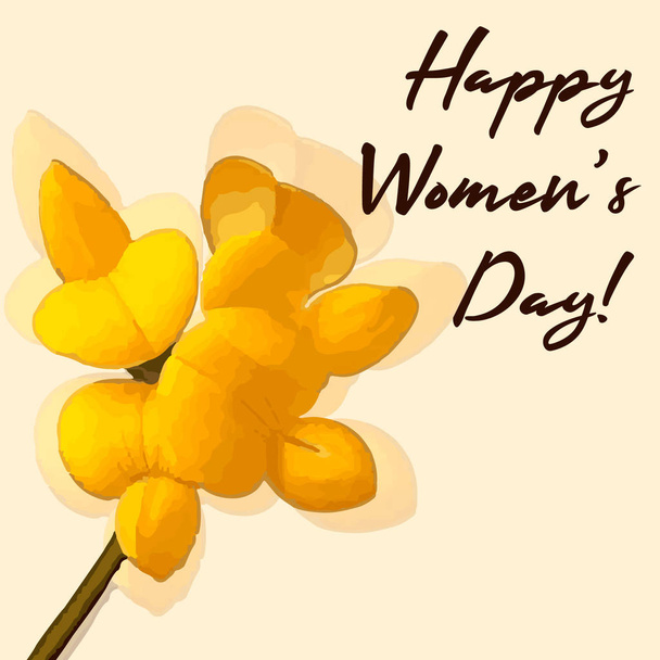 Happy Womens Day flowers greeting card - Vector, Image