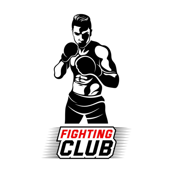 Fight Player logo design vector, boxing logo template, muay thai kick boxing logo vector, Combat Sport and Fitness Emblem with a Fighter., Muay Thai Training Center, Illustration, Creative design - Vector, Image