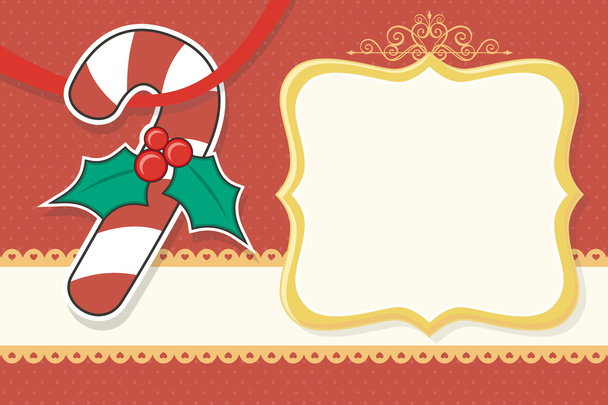 Christmas candy cane card - Vector, Imagen