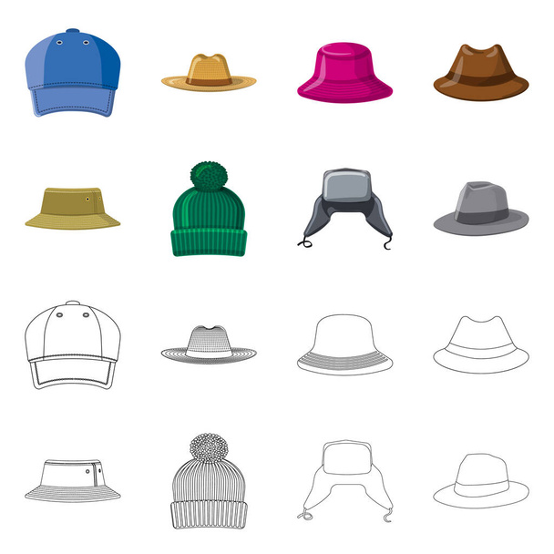 Isolated object of headgear and cap logo. Set of headgear and accessory stock vector illustration. - Vektor, obrázek