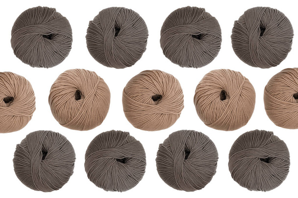 Wool knitting pattern on white background - Foto, Imagen