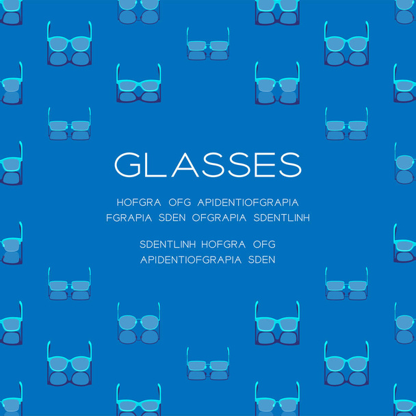 眼鏡3Dアイソメトリックパターン、眼鏡ファッション製品のコンセプトポスターやソーシャルバナーポストスクエアデザインイラストコピースペースと青の背景に隔離されたイラスト、ベクトルEPS 10 - ベクター画像